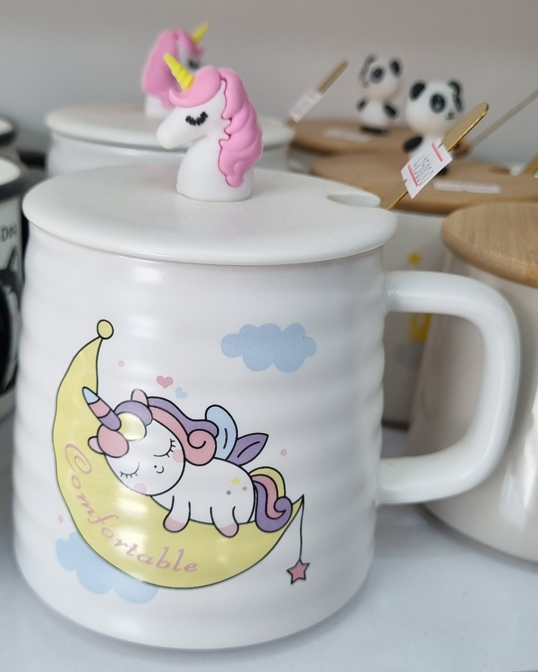 ماگ سرامیکی درب دار قاشق دار وارداتی