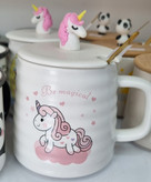 ماگ سرامیکی درب دار قاشق دار وارداتی