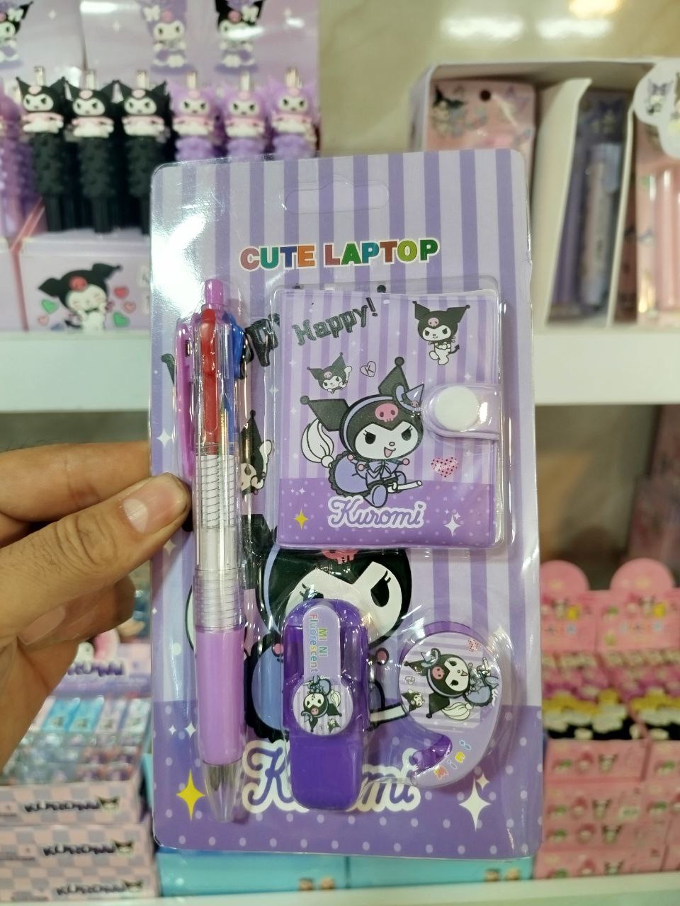 ست جوایزی تحریر | خودکار چند رنگ، هایلایتر، چسب و دفترچه